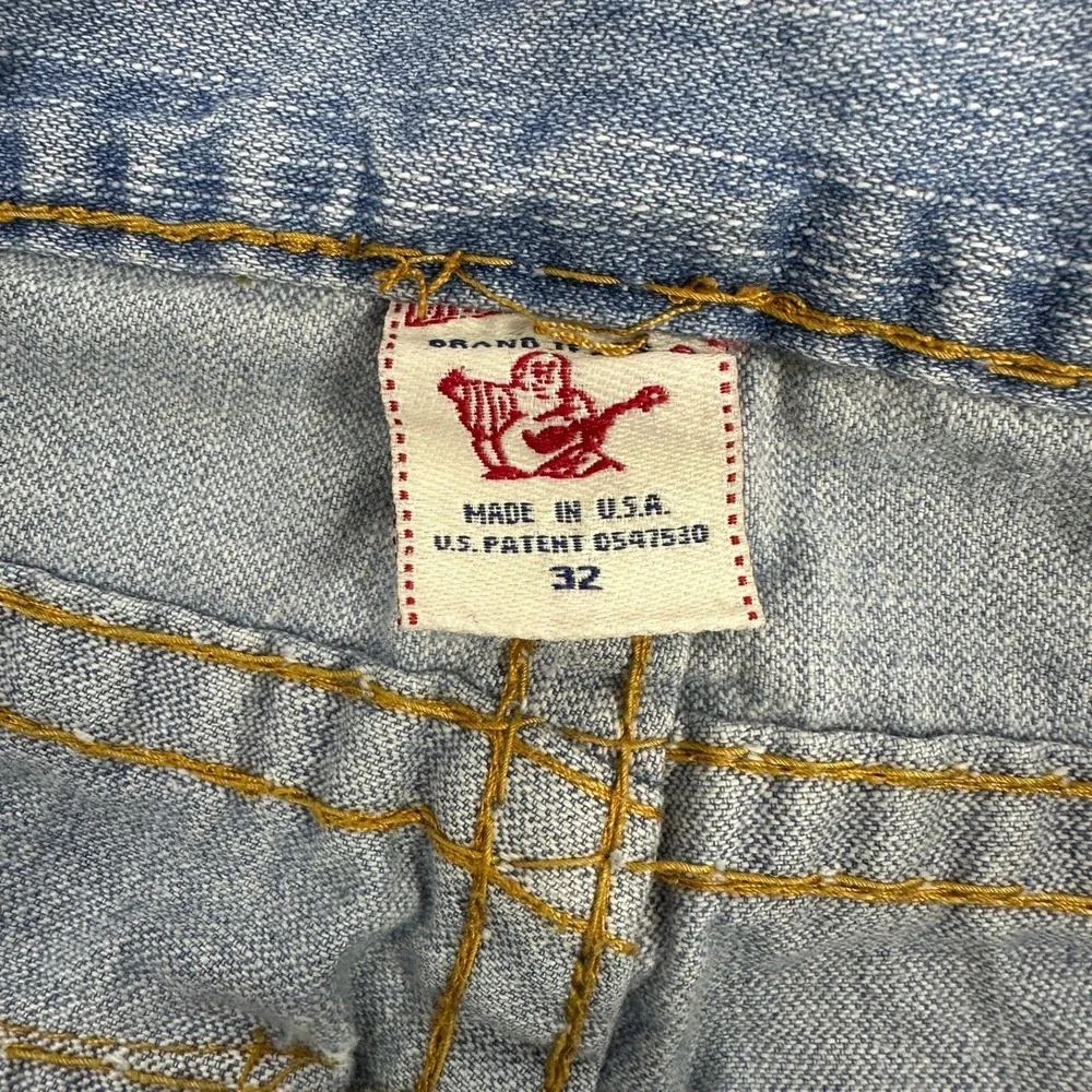 VTG USA True Religion Billy Super T Jeans Blue Light Wash Distressed / Mens 32